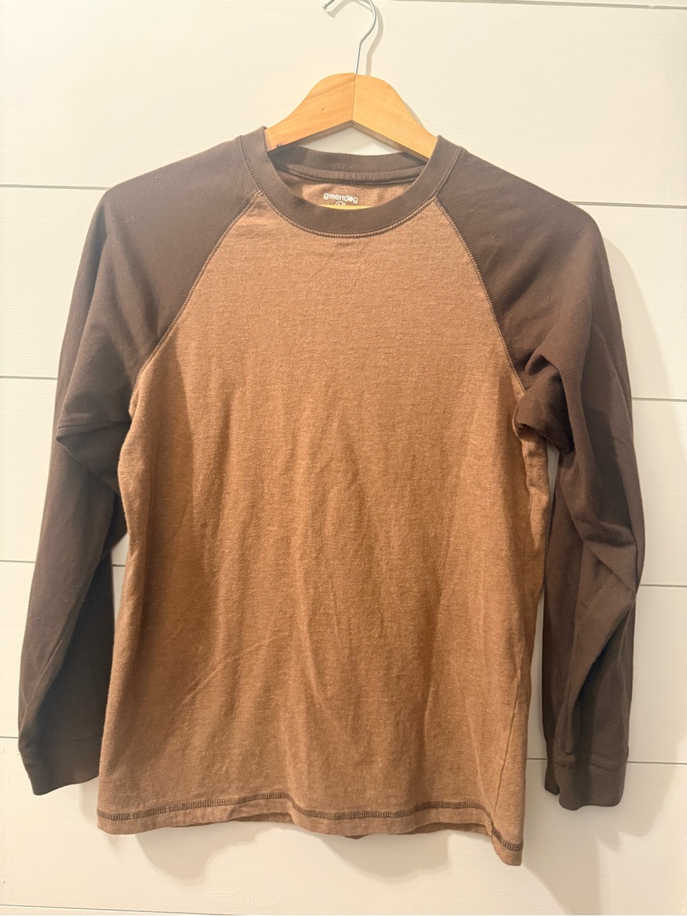 greendog Brown Two-Tone Raglan Long-Sleeve Tee